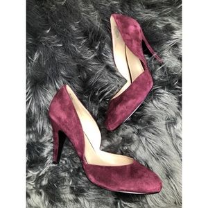 NINE WEST BURGUNDY WINE SUEDE Leather PUMPS EUC 8